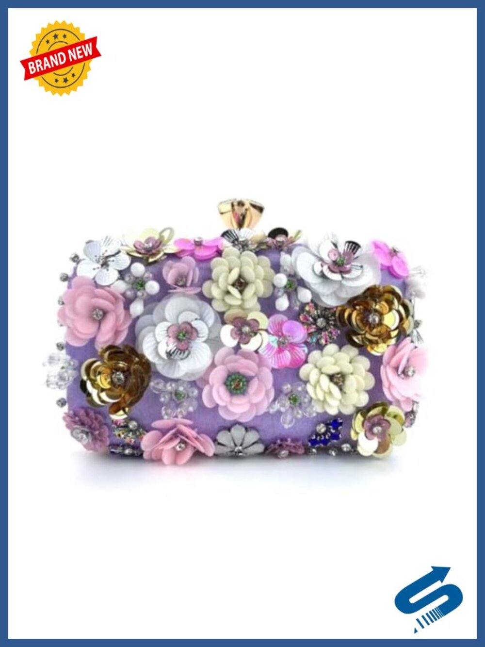 Handmade Beaded Sequin Satin Evening Clutch - Formal Party Wedding Purse